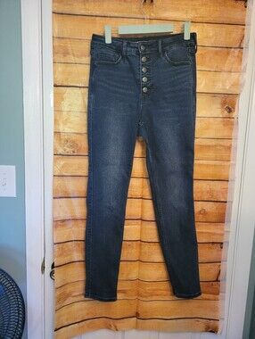 High-Rise Dark Wash Women’s Jeans with Button Fly S8